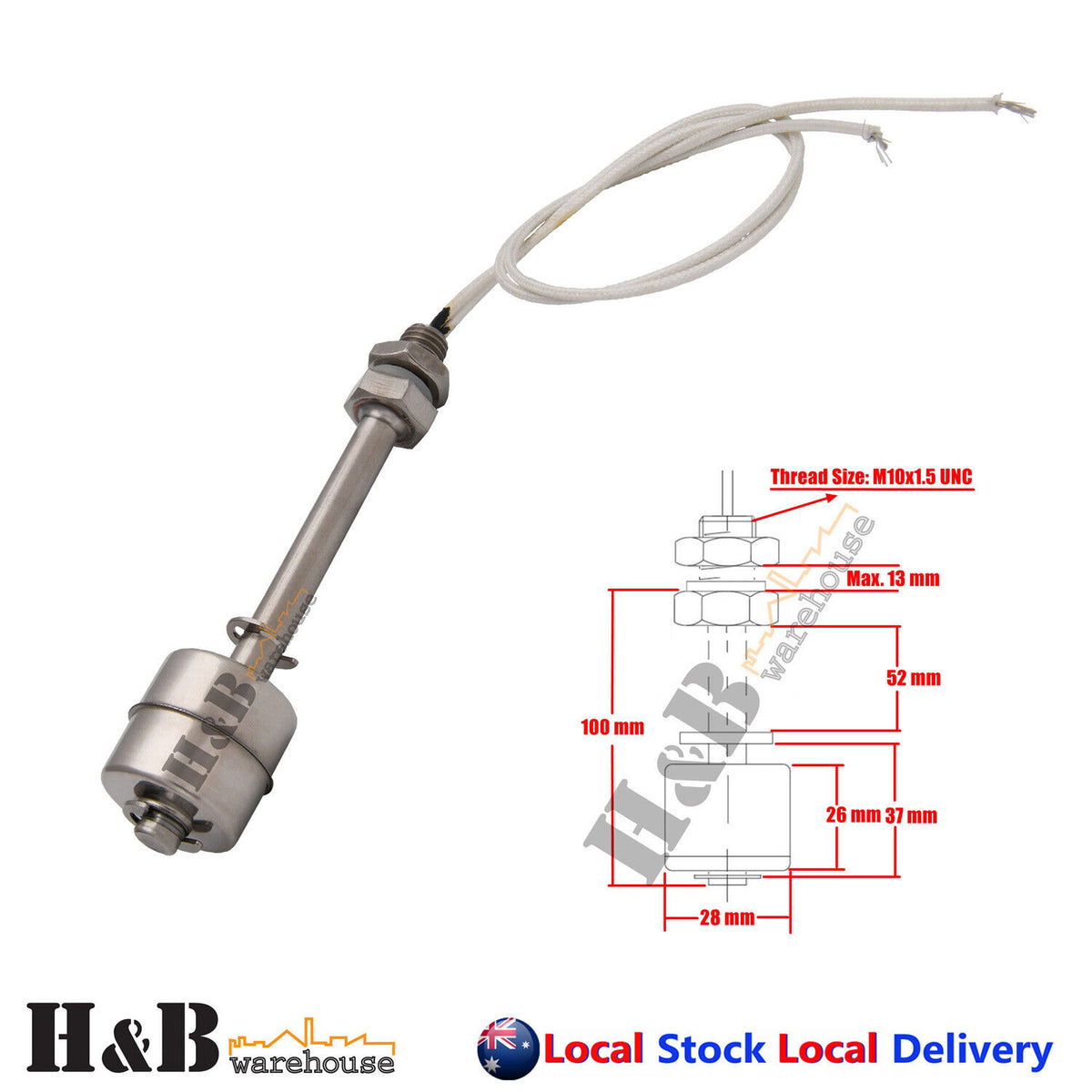 100-300mm Float Switch Sensor Dual Single Vertical Stainless Liquid Wa ...