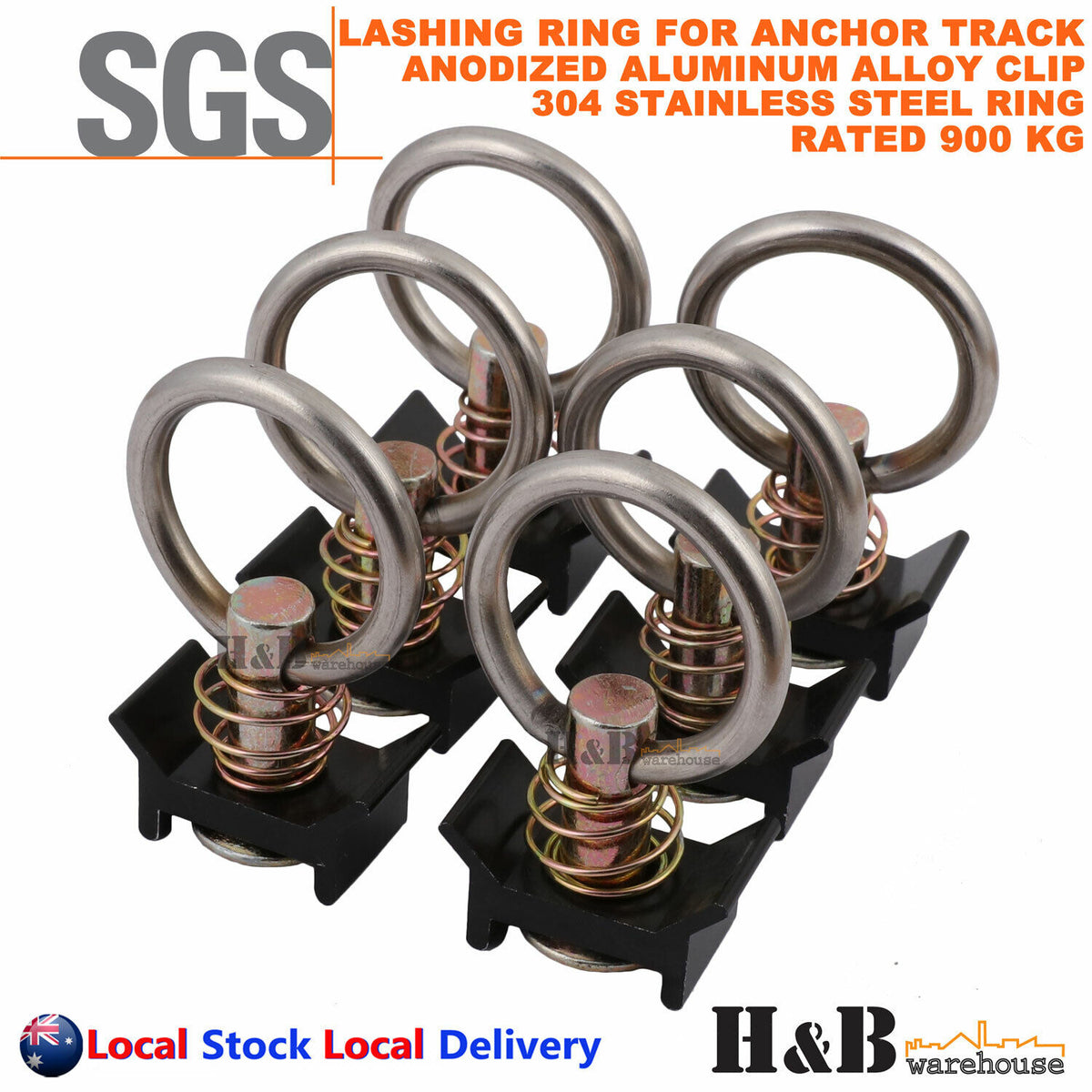 6X Anchor Track Lashing point Ring Clip 900KG Rated Trailer Truck Ute