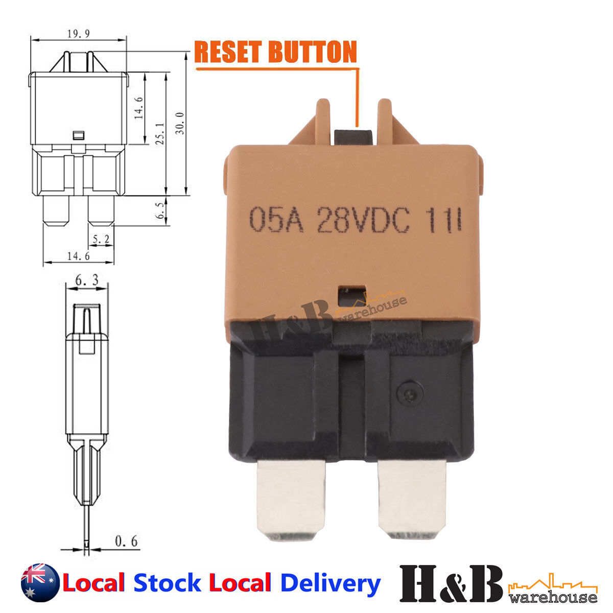 5A AMP Circuit Breaker STD Blade ATC Fuse Blocks Max 28Vdc Manual Reset