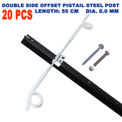 20 X 250mm Offset Double Outrigger Pigtail Post Insulator Electric Fence Picket