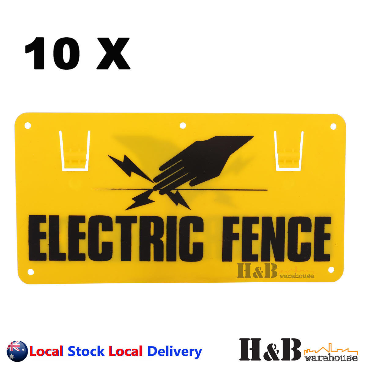 10X Electric Fence Caution Warning Sign Hook Tie To Wire Mesh Rope